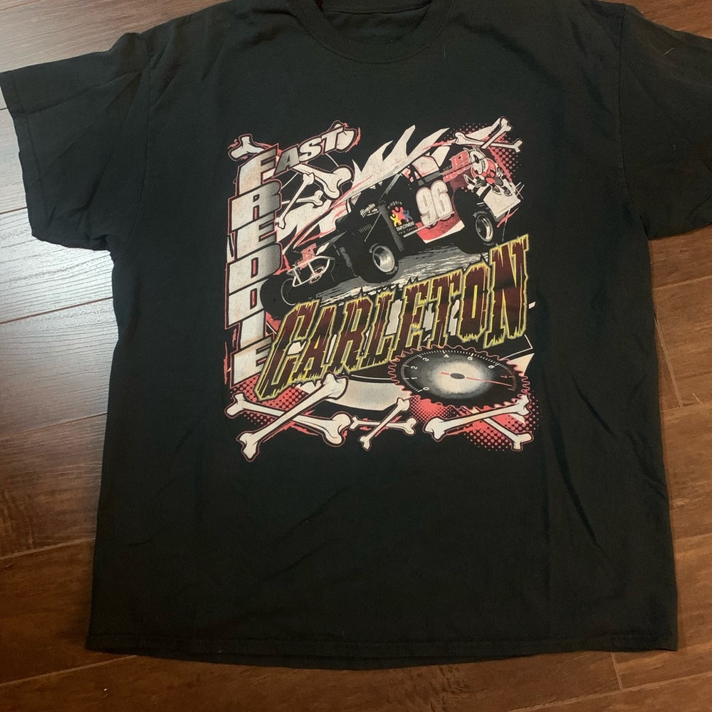 Black Graphic T-Shirt with Racing Design size x-large